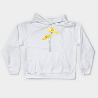 yellow iris flower watercolor Kids Hoodie